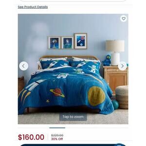 The company store Outerspace Quilt - Ink Blue, Full Queen NEW